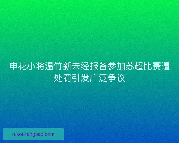 申花小将温竹新未经报备参加苏超比赛遭处罚引发广泛争议