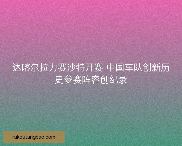 达喀尔拉力赛沙特开赛 中国车队创新历史参赛阵容创纪录